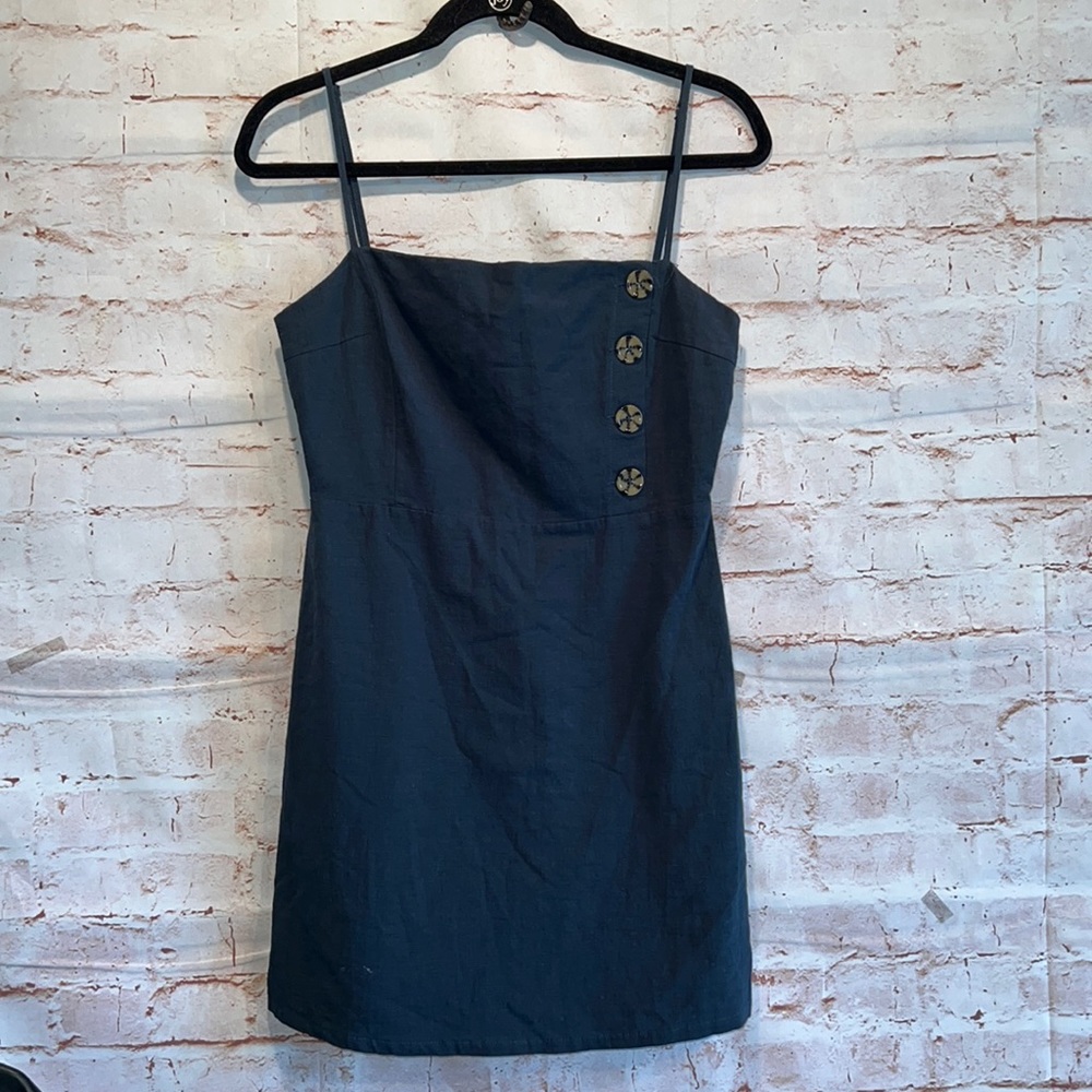 Urban Outfitters linen dress back zipper thin adjustable straps 4 mini short